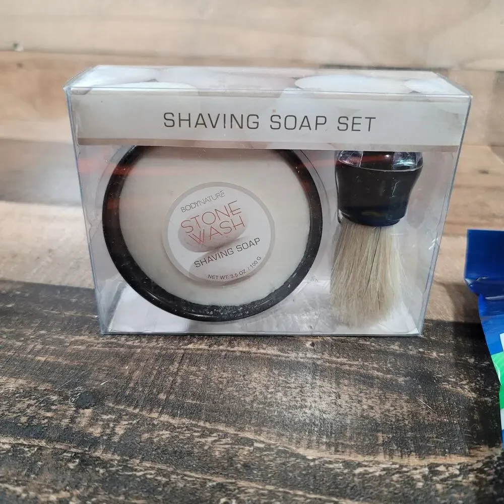 Stone Wash Shaving Soap Kit With 3 Disposable Shaving razors
